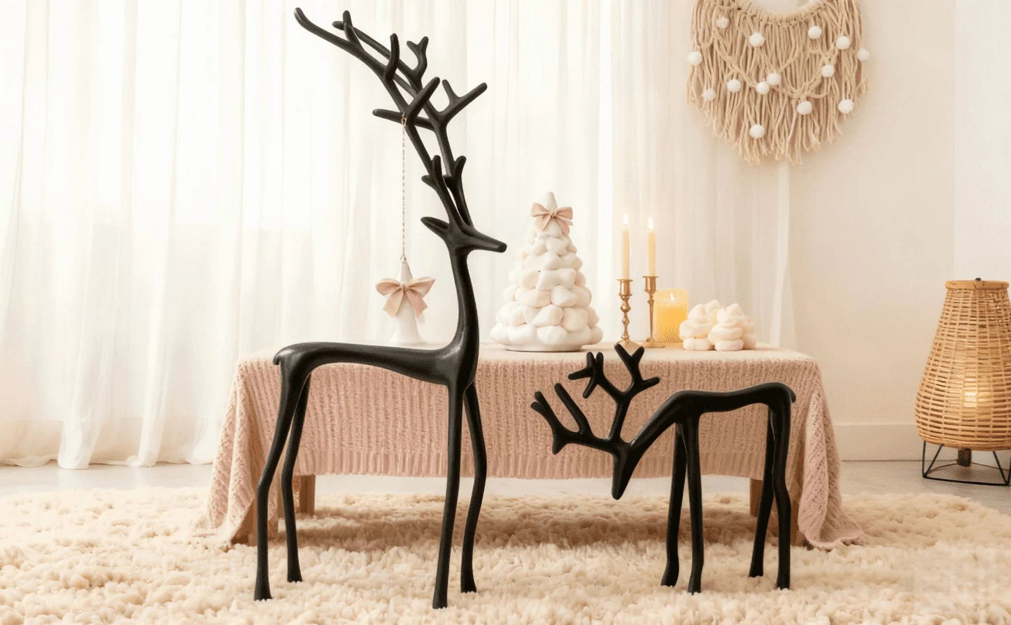 Black Reindeer Statues-Christmas Decorations