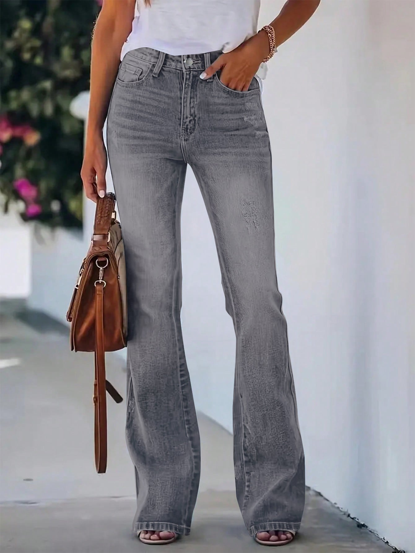 High-waisted stretch flared jeans