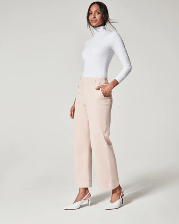 Women Stretch Tummy Control Twill Cropped Wide Leg Pant (BUY 2 FREE SHIPPING)