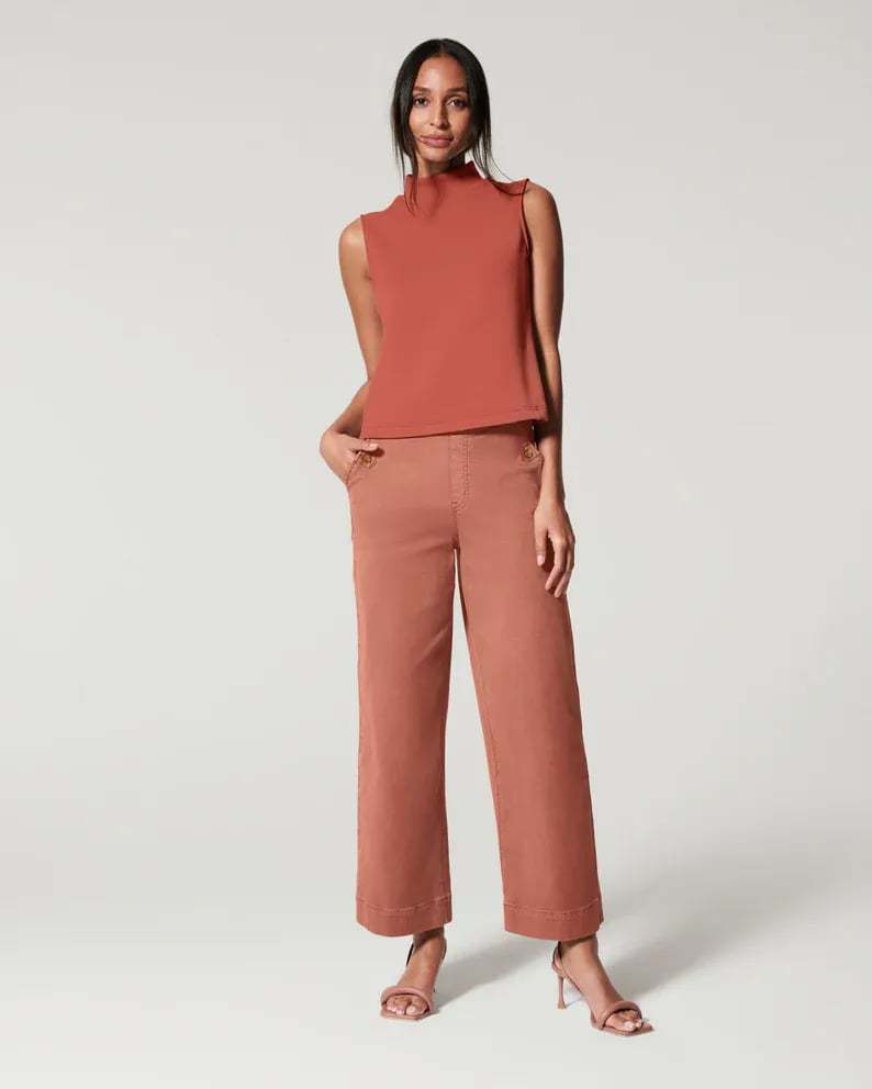 Women Stretch Tummy Control Twill Cropped Wide Leg Pant (BUY 2 FREE SHIPPING)