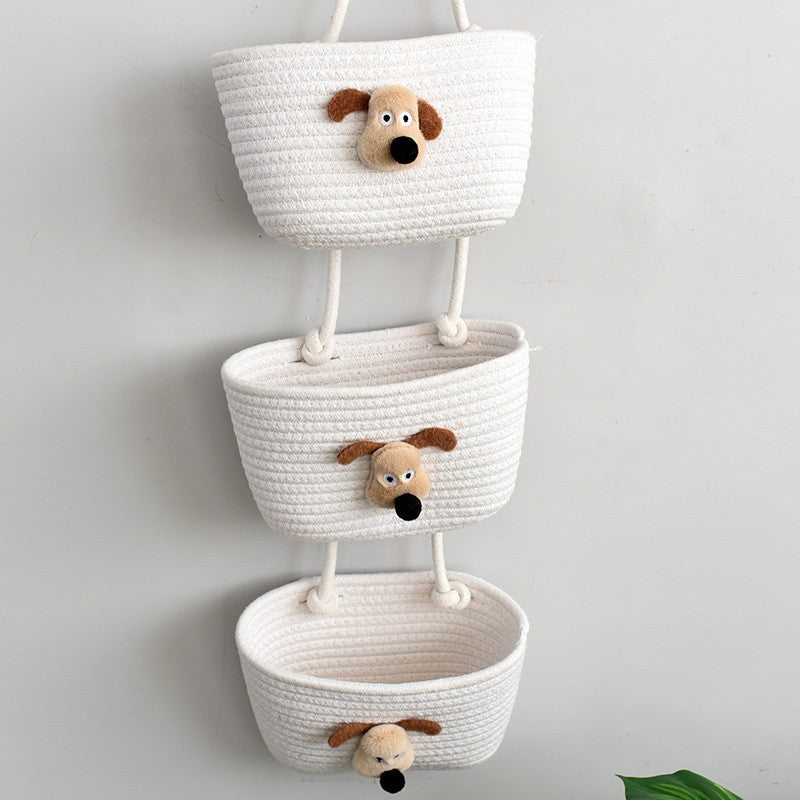 living room bedroom entryway Over The Door Hanging Basket Boho Woven Over-Door Storage Organizer – 3-Tier Cotton Hanging Baskets