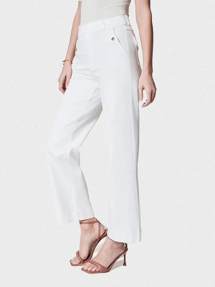 Women Stretch Tummy Control Twill Cropped Wide Leg Pant (BUY 2 FREE SHIPPING)