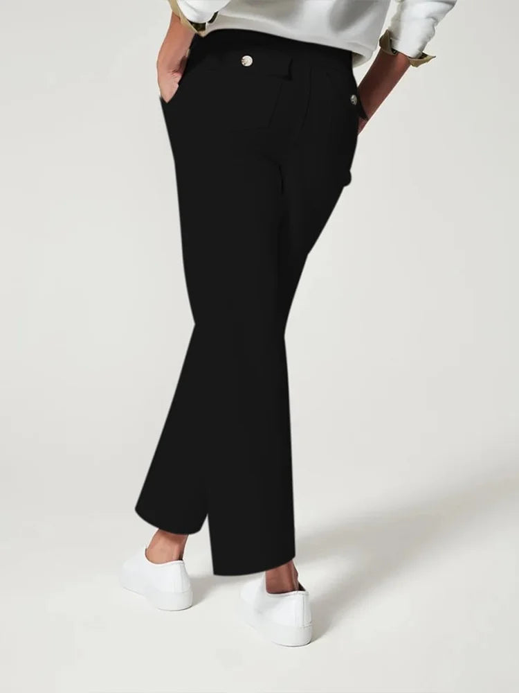 Women Stretch Tummy Control Twill Cropped Wide Leg Pant (BUY 2 FREE SHIPPING)