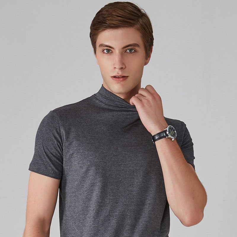 Men 's High Neck Slim Fit T-shirt mysite