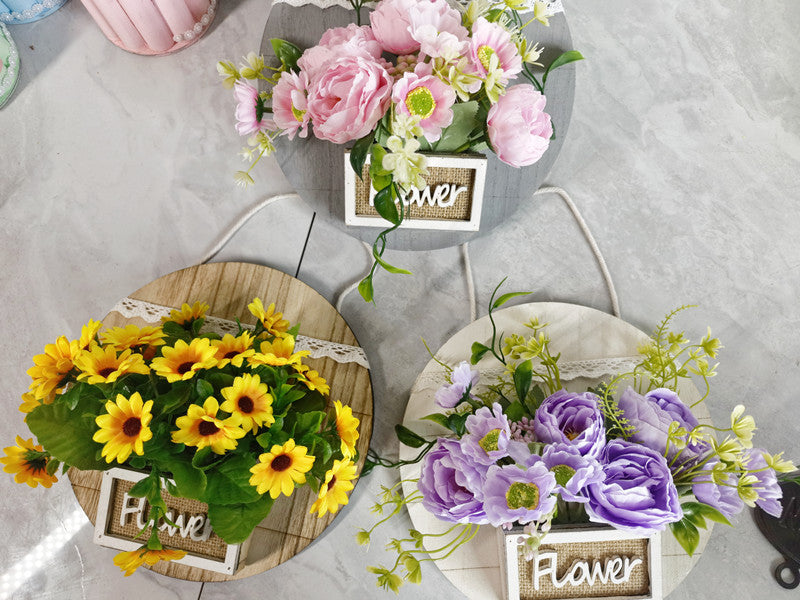 Wall Decorative Wooden Box Flower Basket - With Decorative Bouquet 🔥 (Promotion 50% Discount)