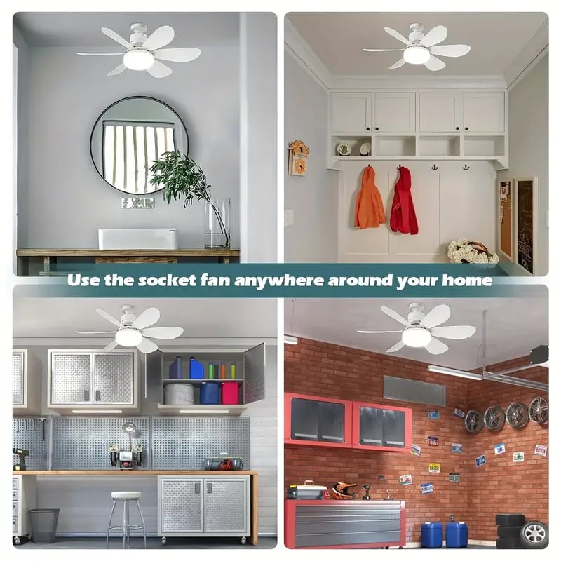 🔥Summer Sale 49% OFF🔥 Bright Cool Ceiling Socket Fan & Light with Remote Control