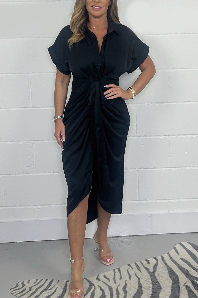 Women's Satin Button Shirt Dress