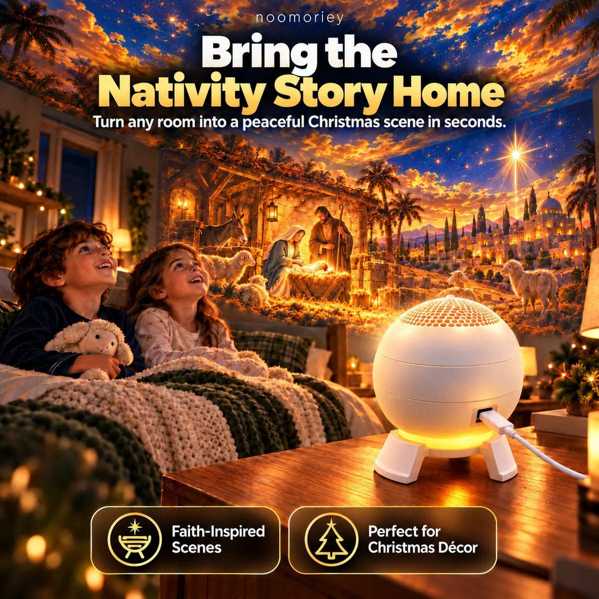 ✝️🌟 Nativity Christmas 5D Projection Light – Transform Any Room Into the Night of Bethlehem