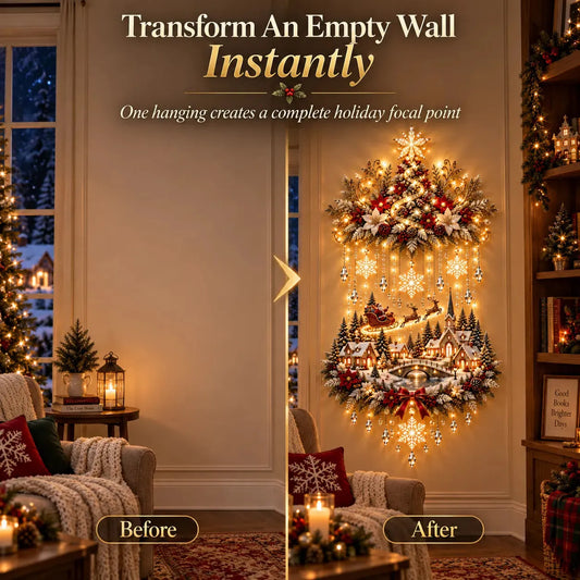 🎄✨ Illuminated Christmas Tree & Village Wall Hanging