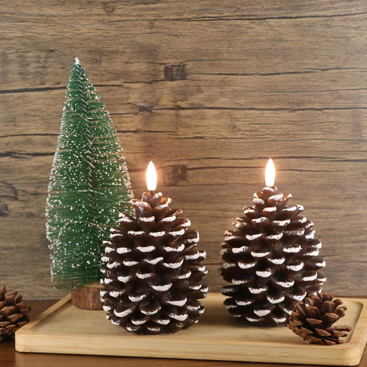 🔥Flameless Pinecone Candles Battery Operated with 6 Hour Timer