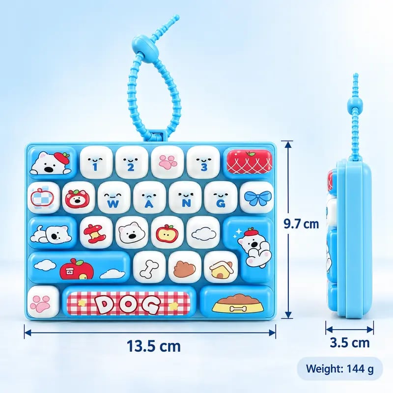 26-Key Mini Fidget Keyboard Keychain Portable Clicky Sensory Toy & Backpack Charm for Teens 14+ and Adults