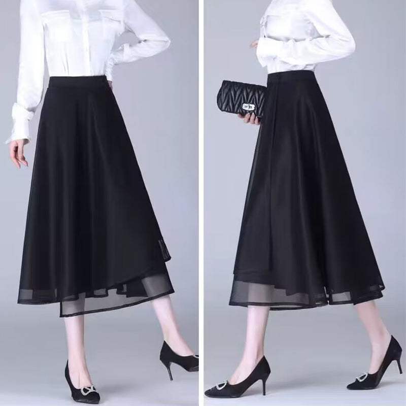 High-Waisted Tulle Midi Skirt, One-Piece Mesh Skirt - Buy two and get free shipping!