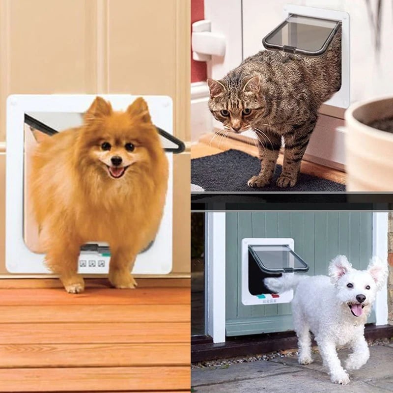 4 Way Security Lock Flap Door - Cat Flap Door for Interior Exterior Door