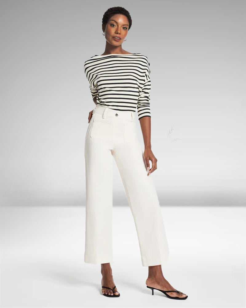 Cropped Wide-Leg Patch Pocket Jeans(Buy 2 Free Shipping) mysite