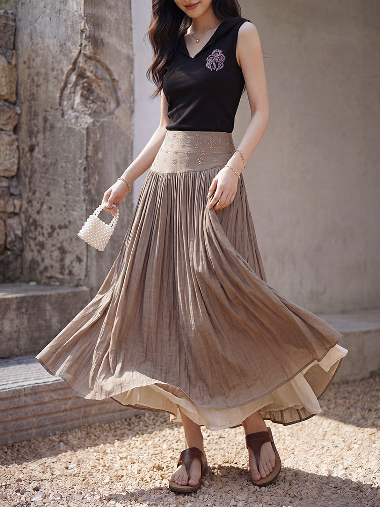 👗Women's High-Waisted Linen A-Line Beach Skirt👠