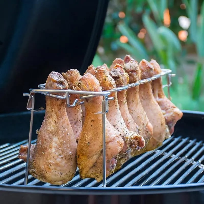 Metal Chicken Drumstick Rack, Multi Grid Chicken Leg Grill Rack, Dishwasher Safe Non Stick Barbecue Rack, Barbecue Utensils for Camping