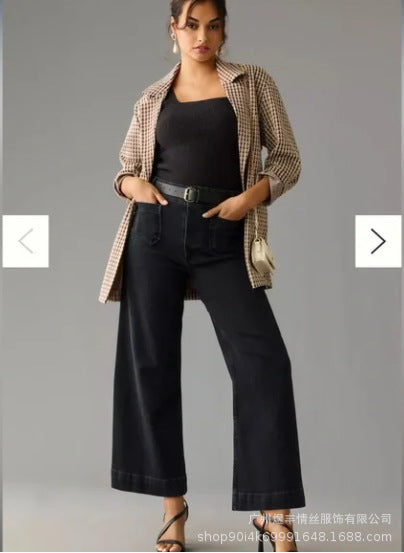 Tummy Control Cropped Wide-Leg Jeans(Buy two and get free shipping!)