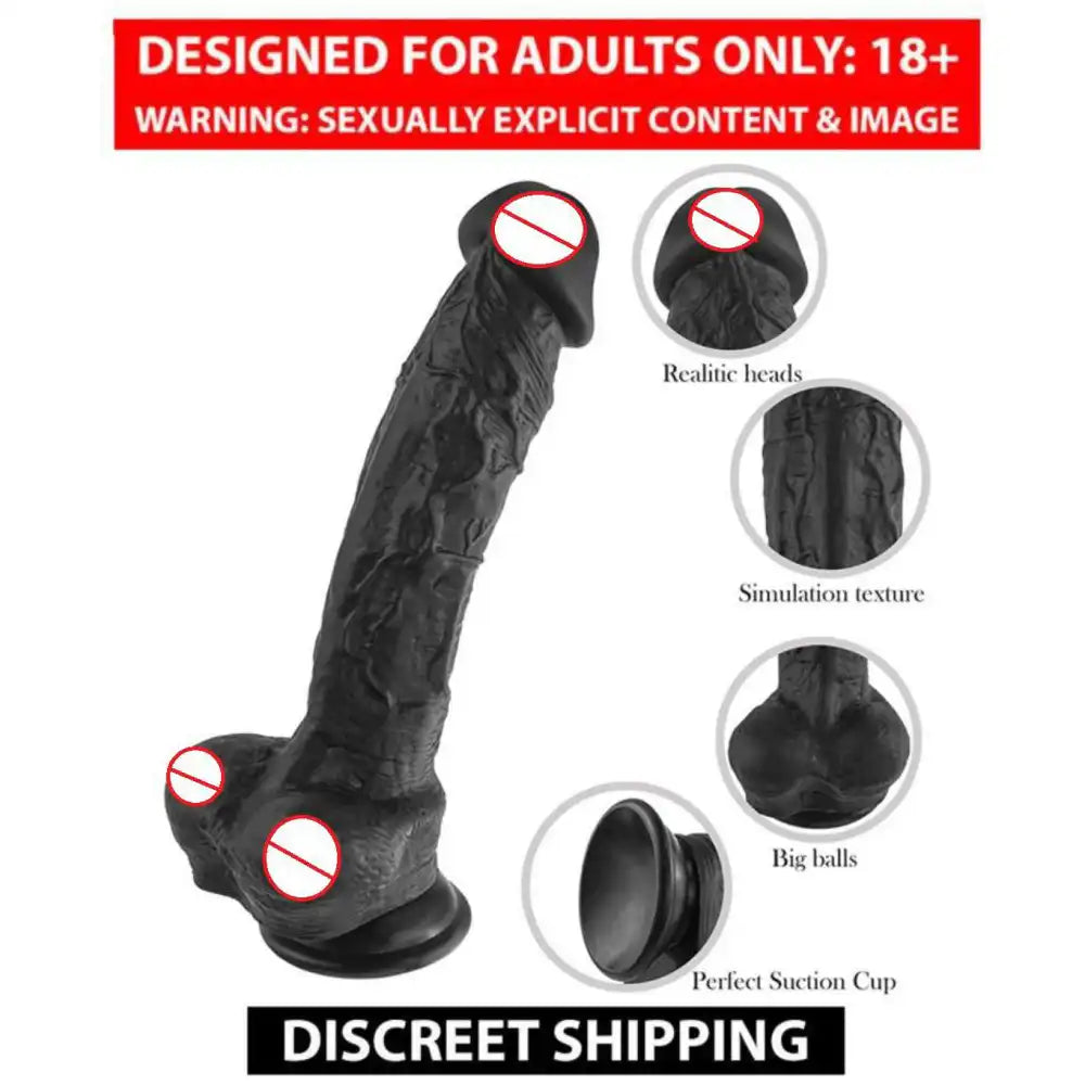 9 Inch Premium Silicone Suction Base Massager – Black Personal Wellness Device
