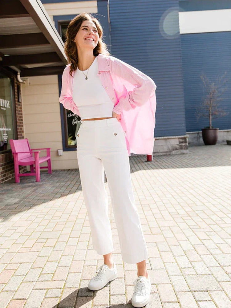 Tummy Control Twill Cropped Wide Leg Pant(Buy 2 Free Shipping) mysite