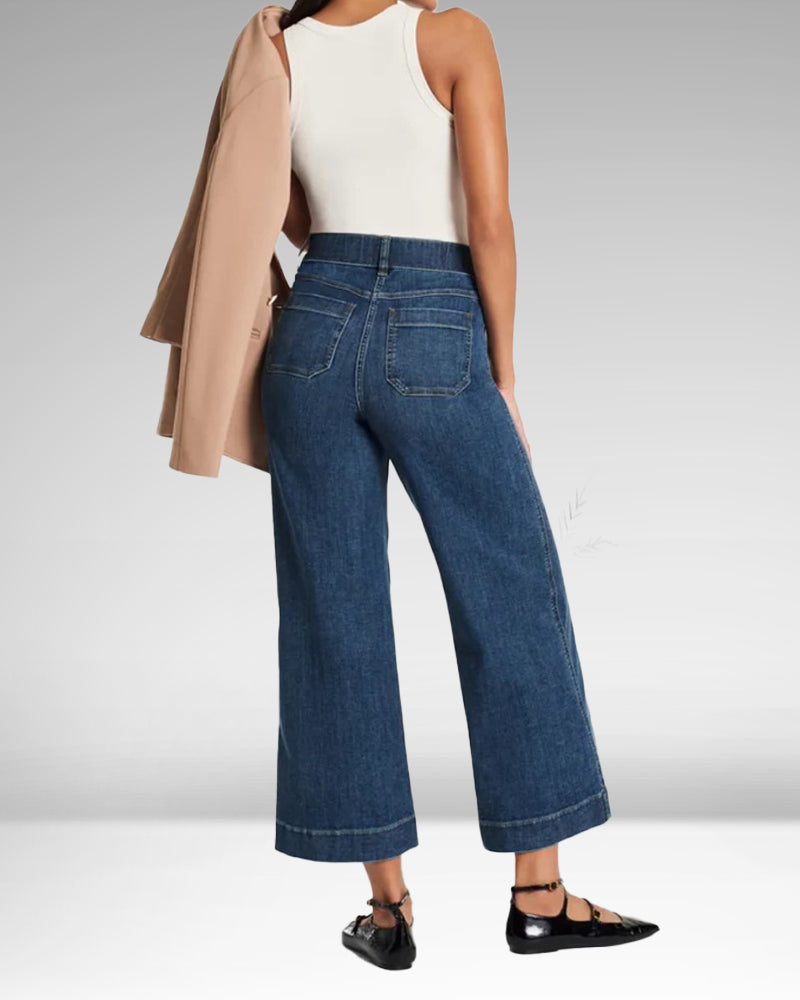 Cropped Wide-Leg Patch Pocket Jeans(Buy 2 Free Shipping) mysite