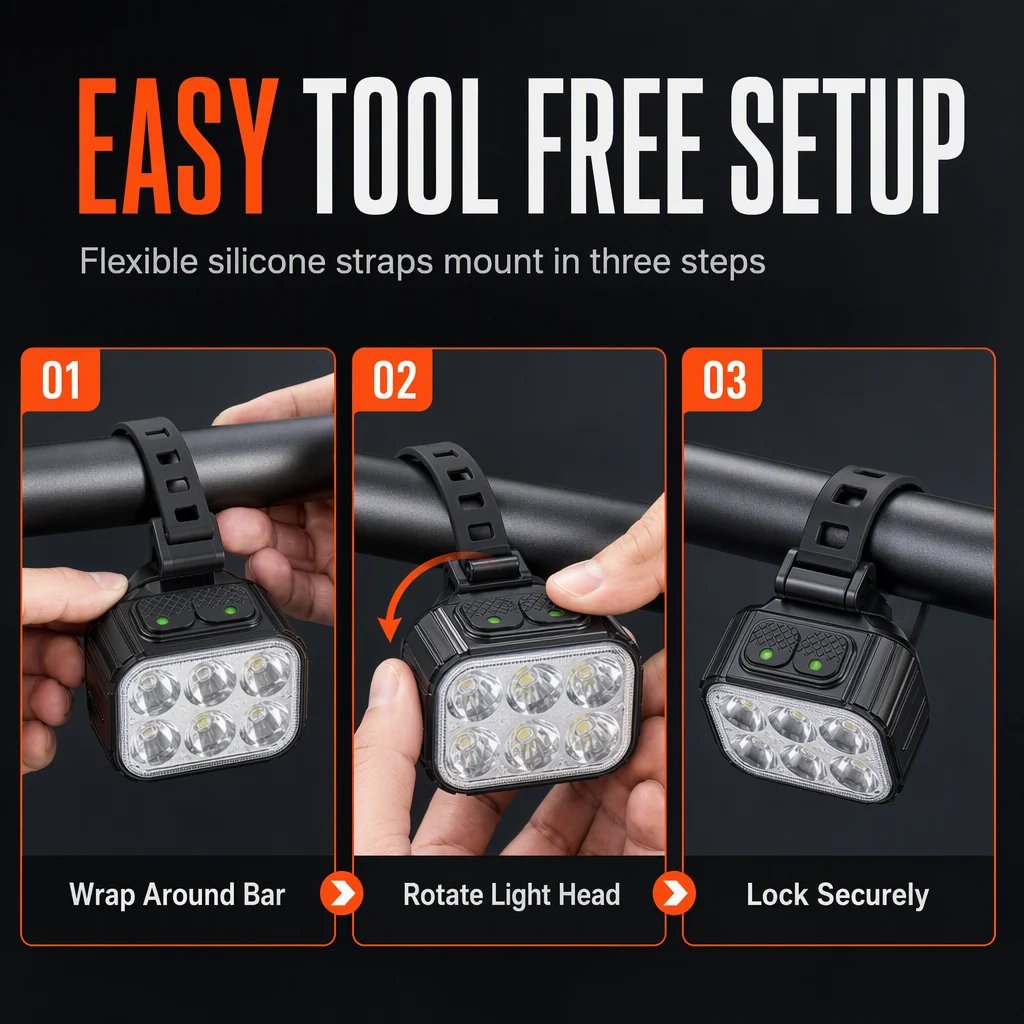 🎉📢📢50% OFF !! ⏰ Bright Bicycle Light Front Headlight and Rear Taillight for Mountain Bike Night Riding Safety Warning Cycling Accessories