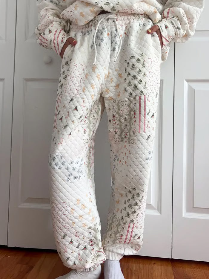 🎅Christmas Bestseller!  ❄️🧣Christmas Holiday Quilted Mockneck Sweatshirt Set(✨Same as in the video)