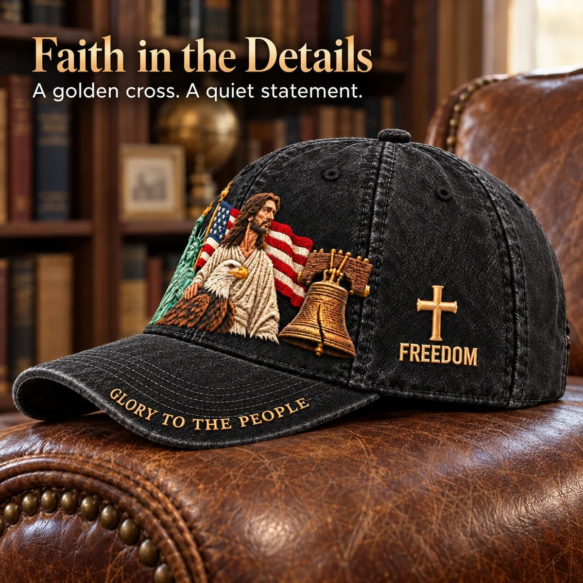 ✝️🇺🇸 Faith & Freedom American Heritage Embroidered Cap