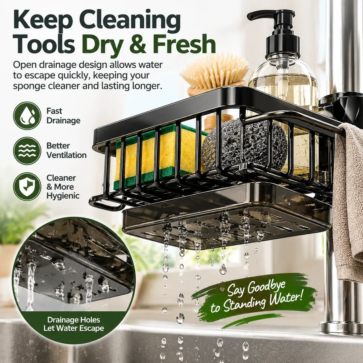 🔥HOT SALE🔥✨ Faucet Sink Organizer Rack – Keep Your Kitchen Sink Clean & Clutter-Free