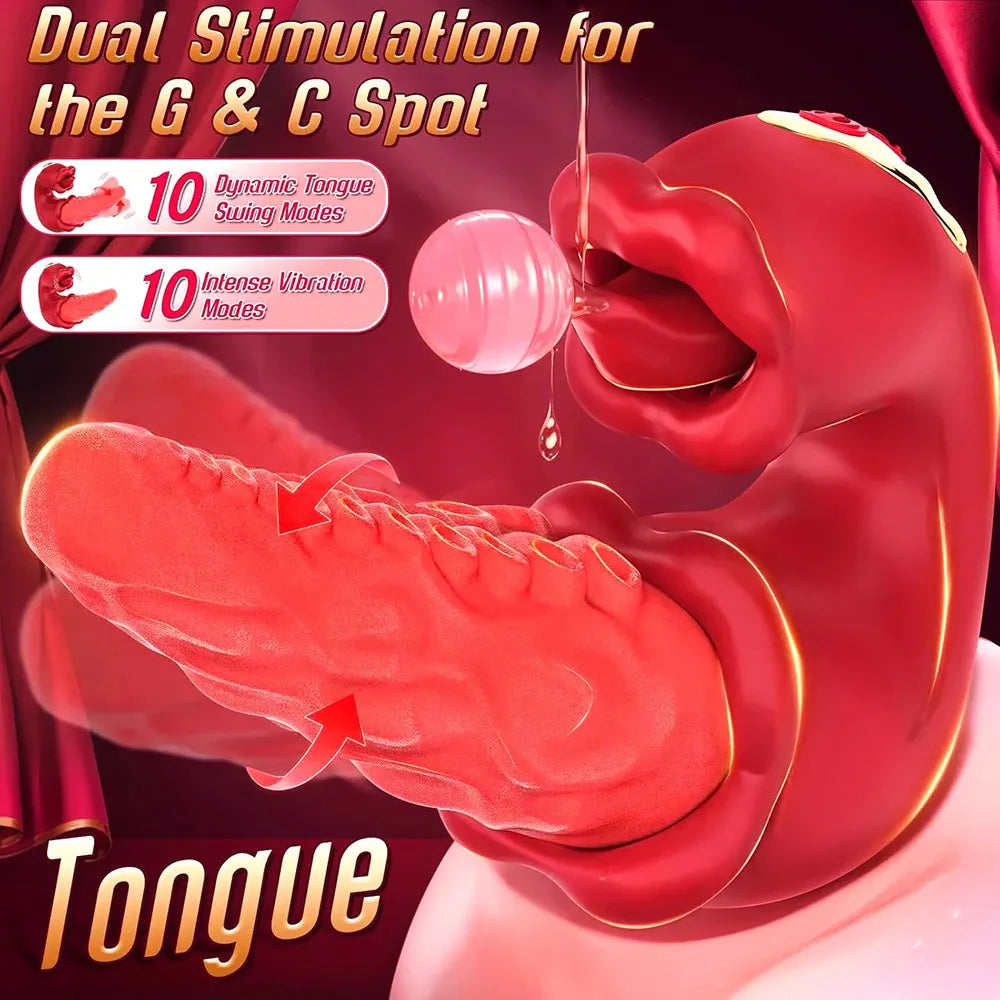 2026 Upgraded 3-in-1 Rose Toy – Automatic Thrusting G-Spot Vibrator & Air-Pulse Clit Sucker, Waterproof Liquid Silicone with Smart Heating🗽