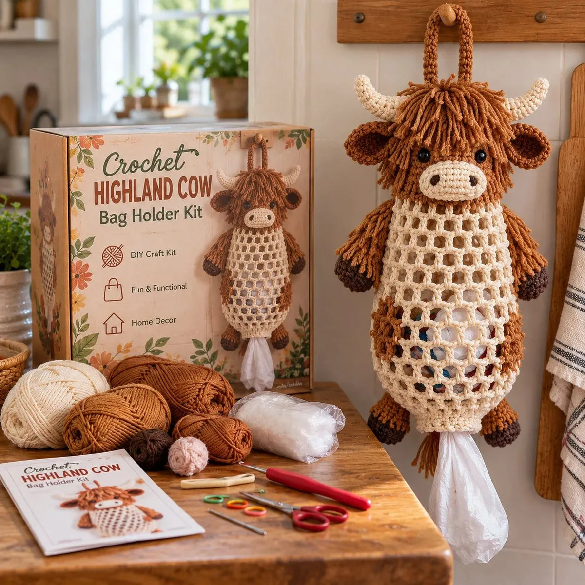 🧶 Crochet Animal Bag Holder DIY Kit | 4 Hanging Storage Designs