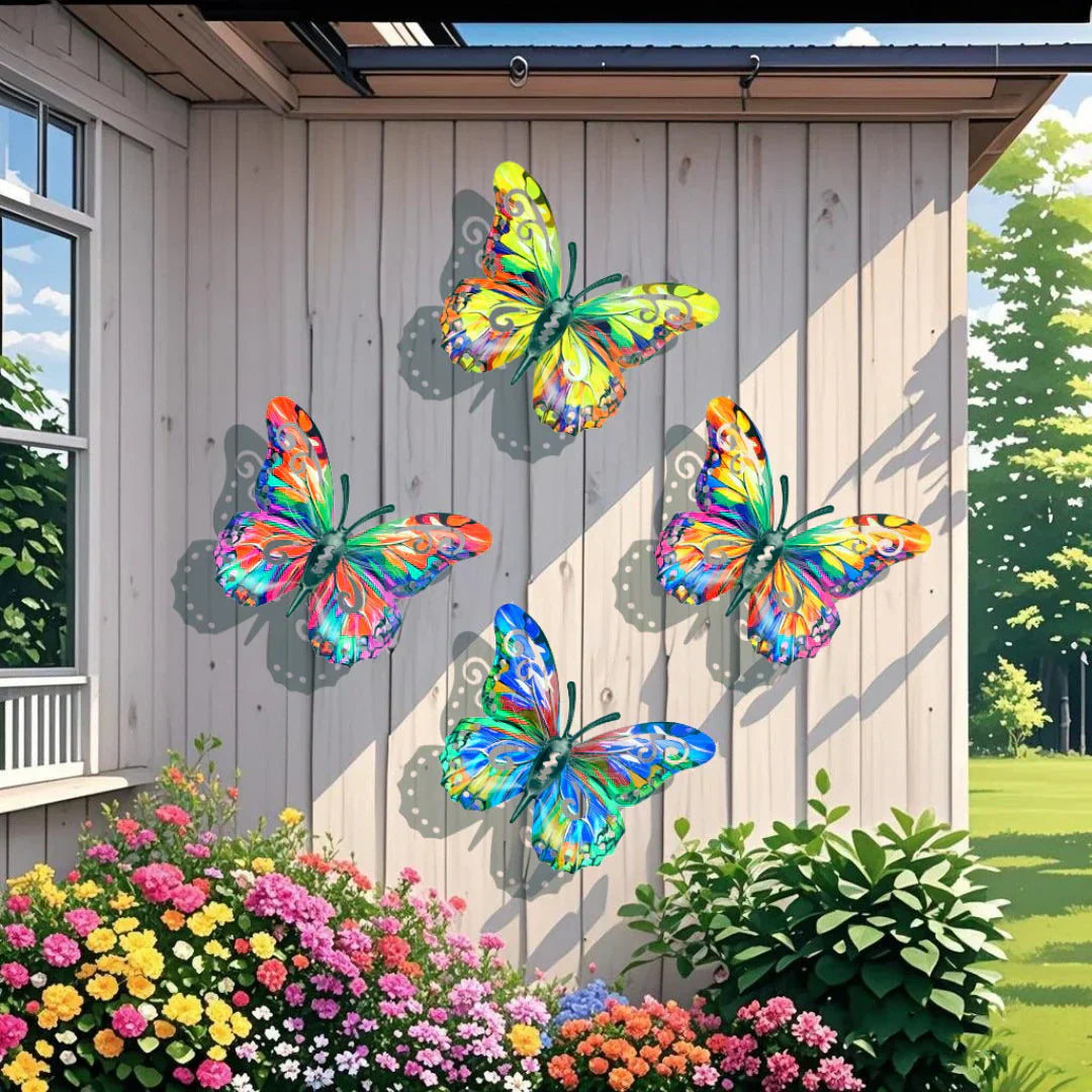 A complete set! 4Pcs Butterfly Metal Wall Decor