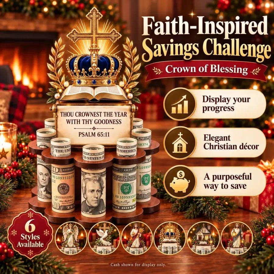 🙏 Bible Verse Savings Challenge Stand | 6 Faith-Inspired Designs
