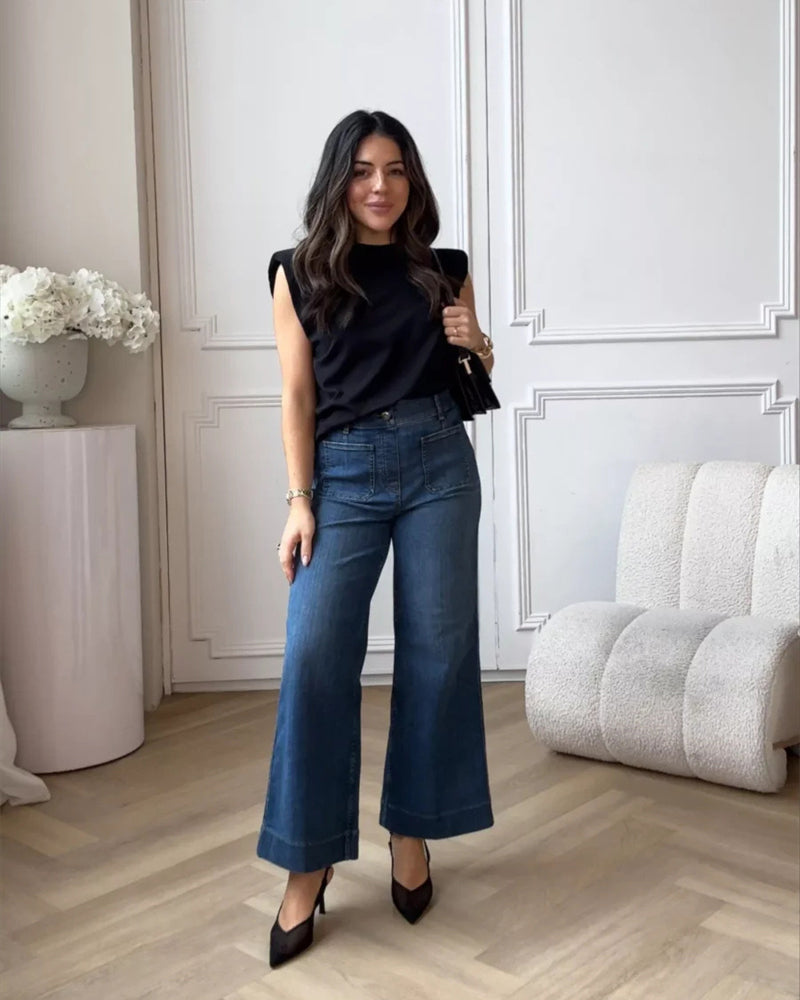 Cropped Wide-Leg Patch Pocket Jeans(Buy 2 Free Shipping) mysite