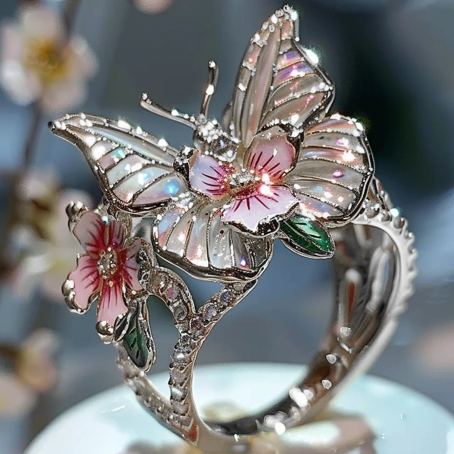 🔥Size Can Be Changed At Will 🌸Butterfly Flower Ring🌸