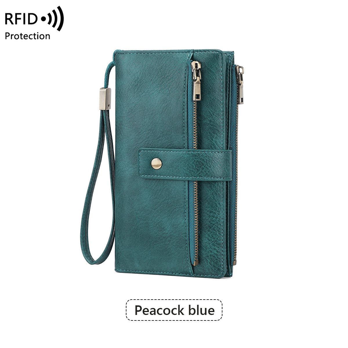 RFID anti-magnetic large-capacity long wallet, elegant solid color anti-theft leather wallet 👛