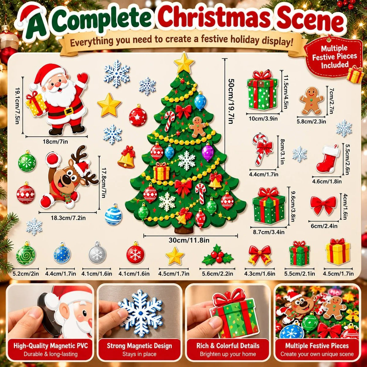 🔥HOT SALE🔥 49% OFF – 🎄DIY Magnetic Christmas Fridge Decor | Reusable Tree & Holiday Magnets for Family Fun 🧲