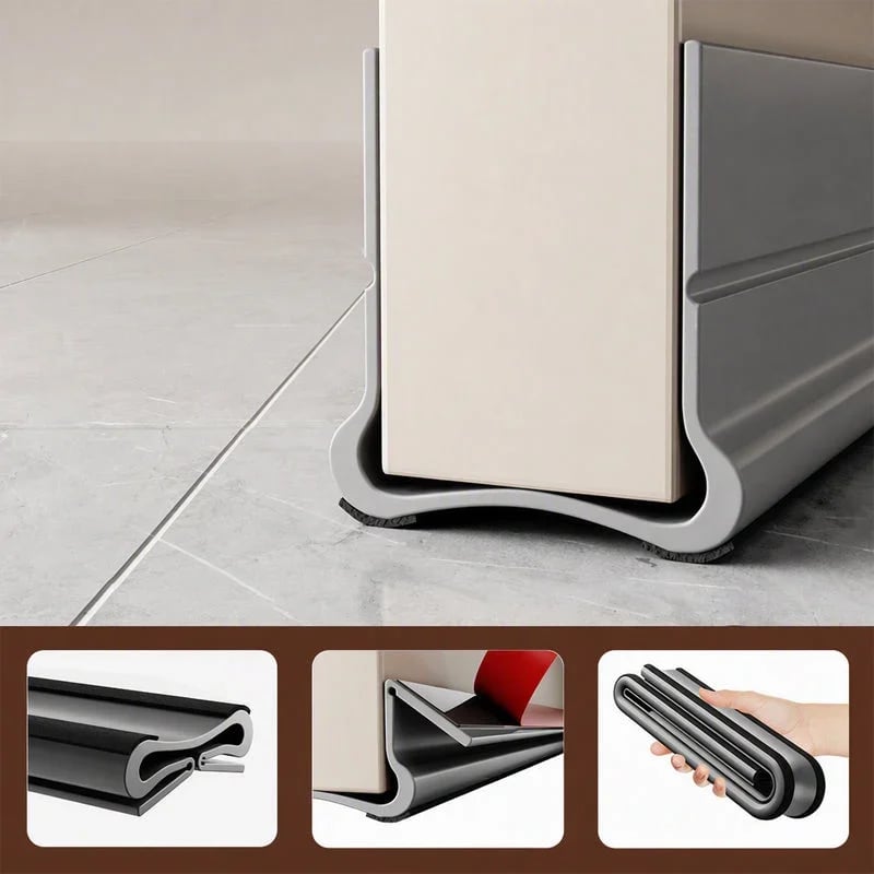 Triple Seal Under Door Draft Stopper – Self-Adhesive Door Bottom Seal for Noise Reduction, Energy Saving & Bug Blocking