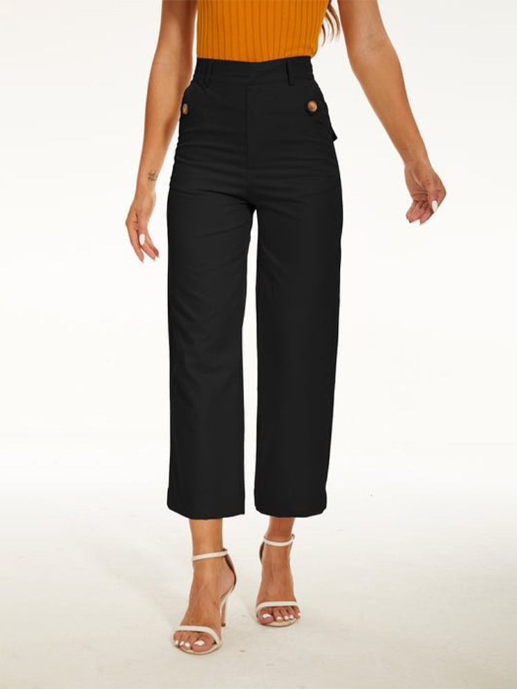 Tummy Control Twill Cropped Wide Leg Pant(Buy 2 Free Shipping) mysite