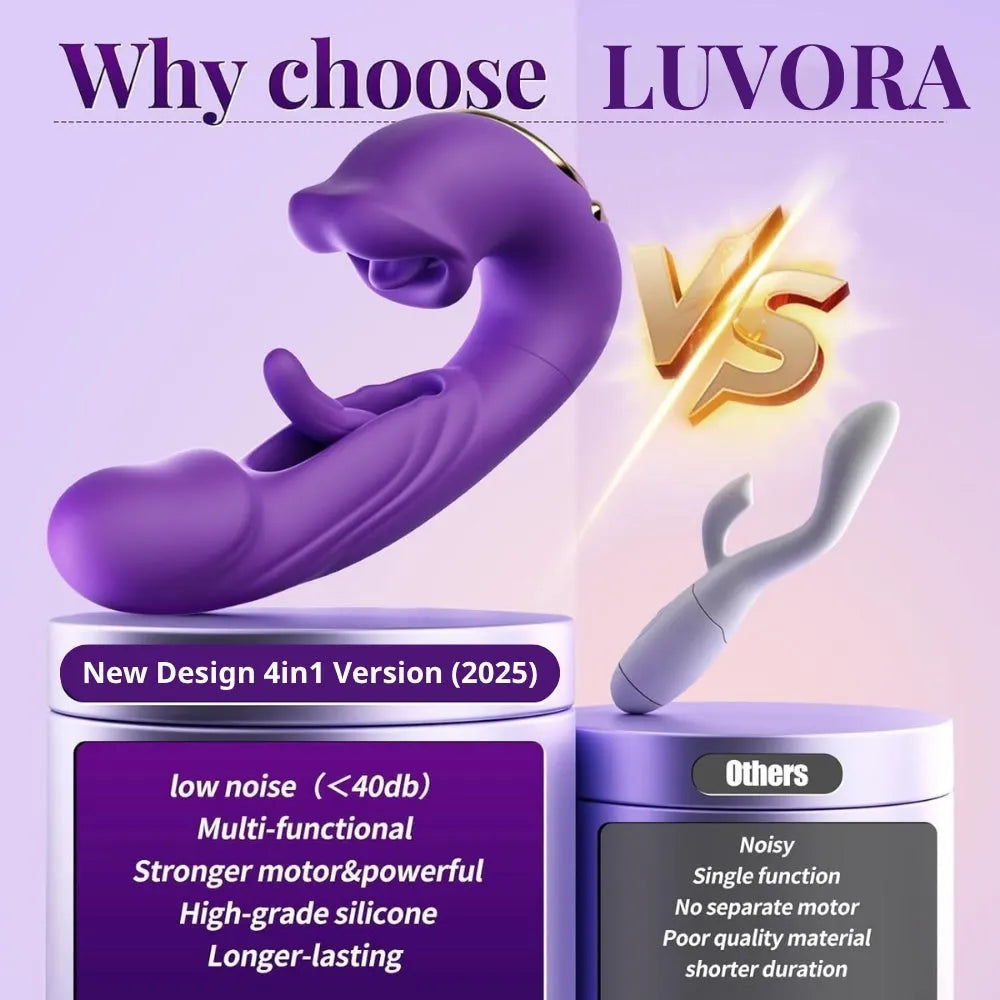 Upgraded LuvoraTM 4-in-1 Flapping & Licking Vibrator