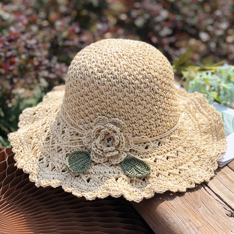 💖Buy 2, 20% off✨ Elegant Crochet Straw Hat with Ruffle - Foldable Sun Hat mysite