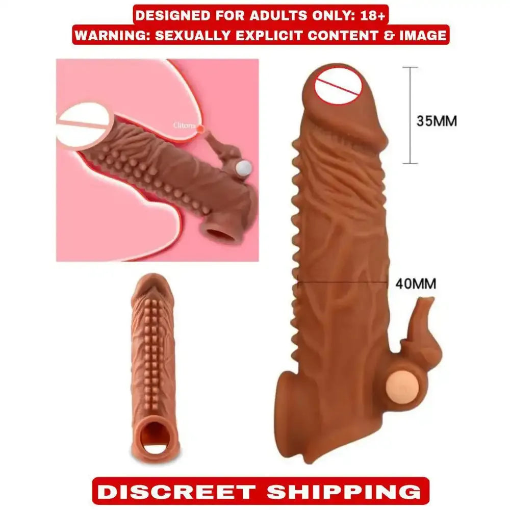 Dual-Function Vibrating Silicone Sleeve for Men – Textured Personal Wellness Accessory