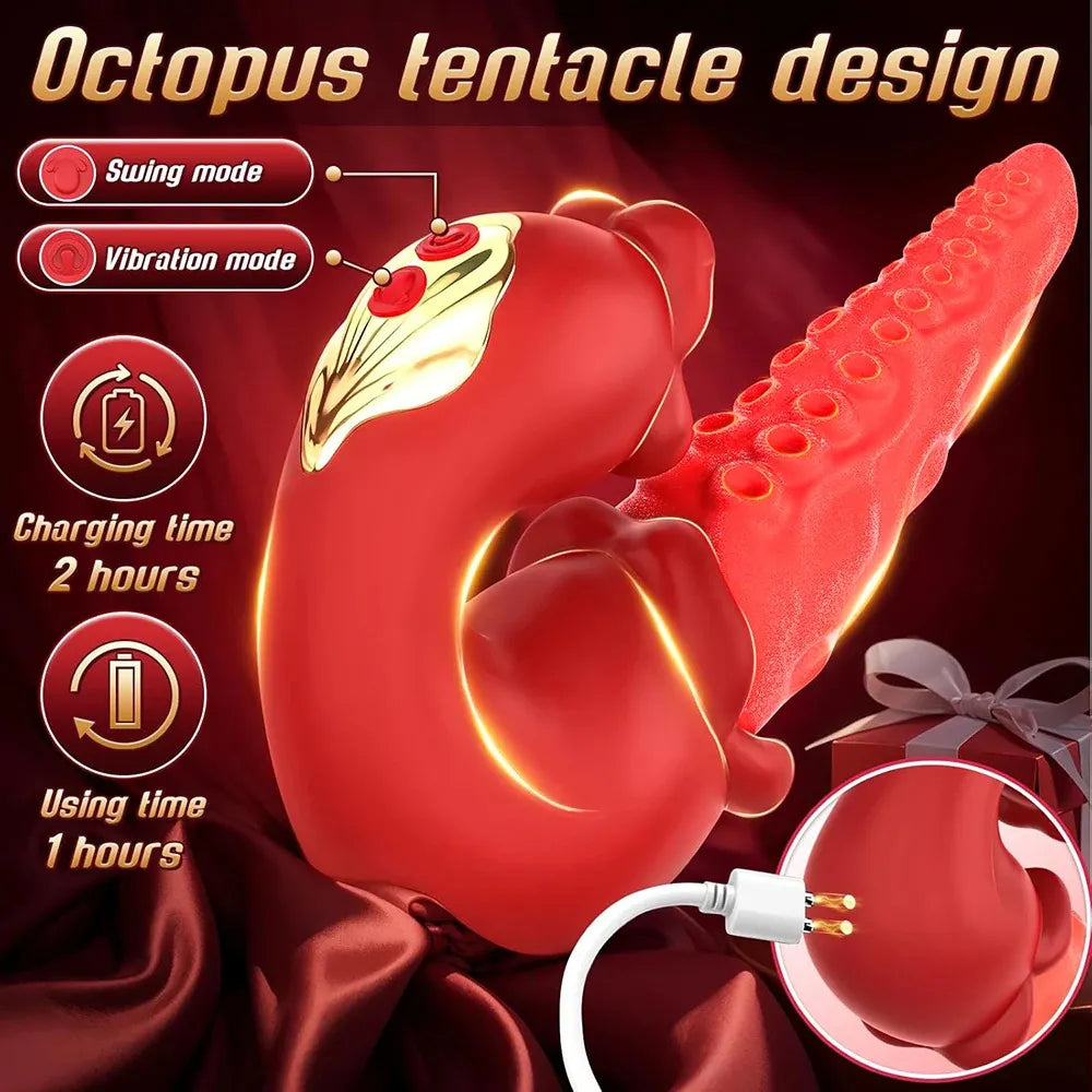 2026 Upgraded 3-in-1 Rose Toy – Automatic Thrusting G-Spot Vibrator & Air-Pulse Clit Sucker, Waterproof Liquid Silicone with Smart Heating🗽
