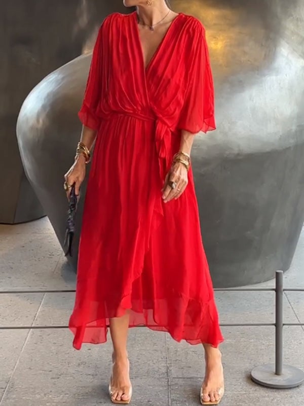 🔥🔥🔥Stylish and elegant V-neck maxi dress - Buy two and get free shipping!