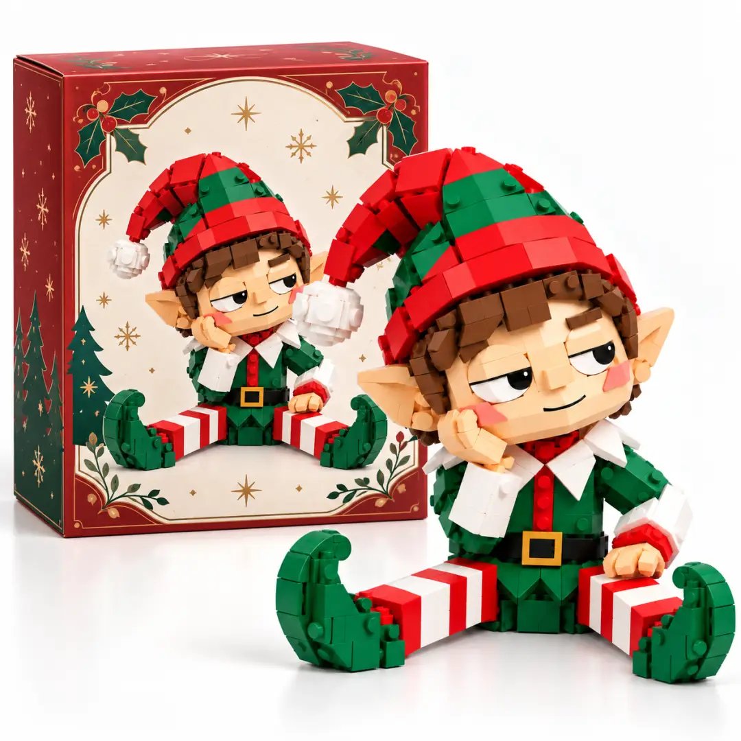 🎅 Off-Duty Christmas Elf Building Set – Funny Holiday Desk Decor