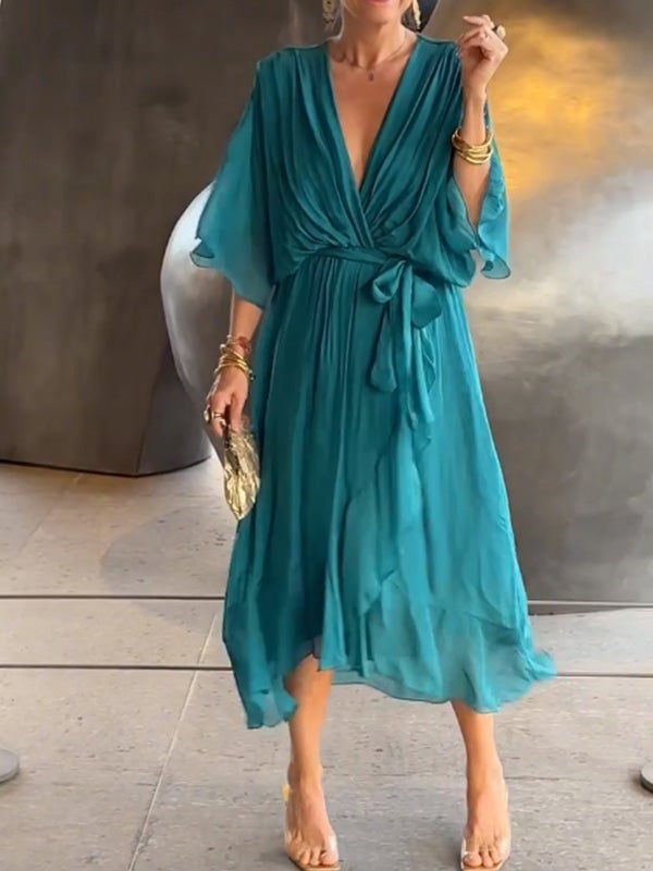 🔥🔥🔥Stylish and elegant V-neck maxi dress - Buy two and get free shipping!