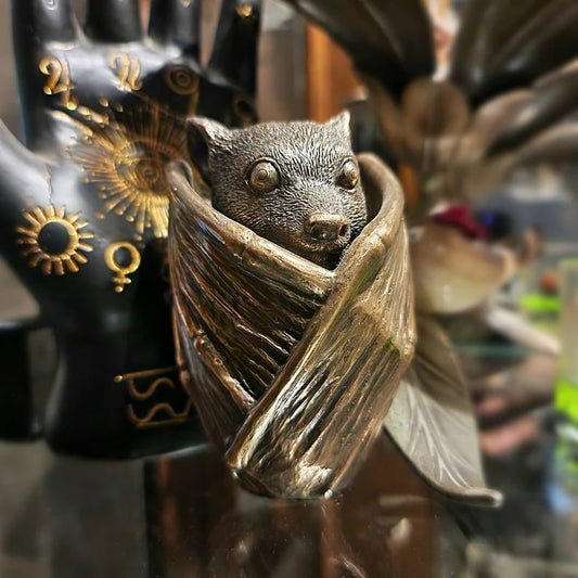 🦇💍Handmade🎁Bronze bat trinket cup, Gothic home decor, bat jewelry box