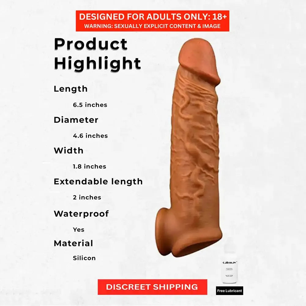 2 Inch Extension Reusable Silicone Sleeve for Men – Realistic Textured Personal Wellness Accessory