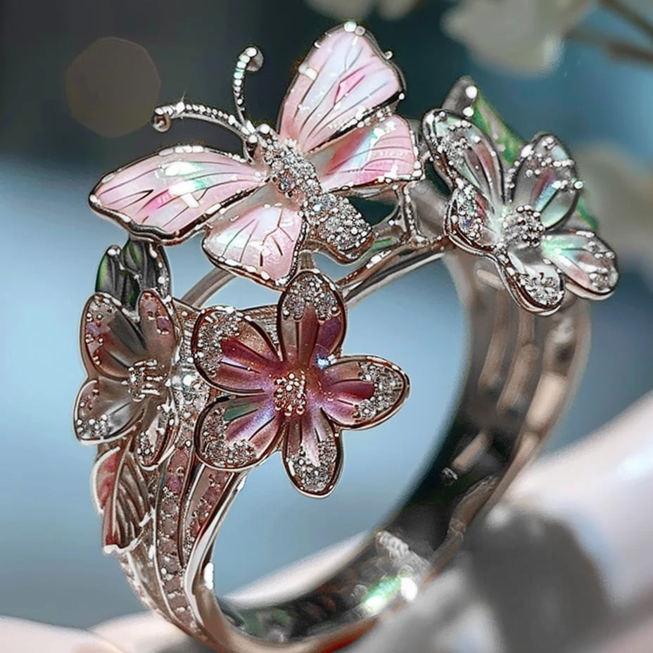 🔥Size Can Be Changed At Will 🌸Butterfly Flower Ring🌸