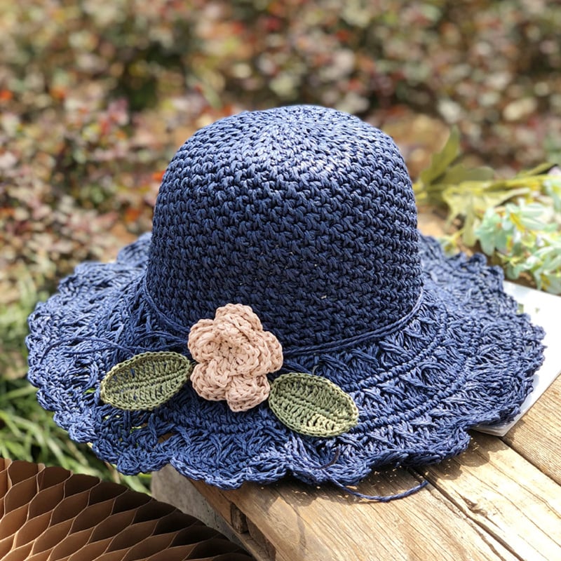 💖Buy 2, 20% off✨ Elegant Crochet Straw Hat with Ruffle - Foldable Sun Hat mysite