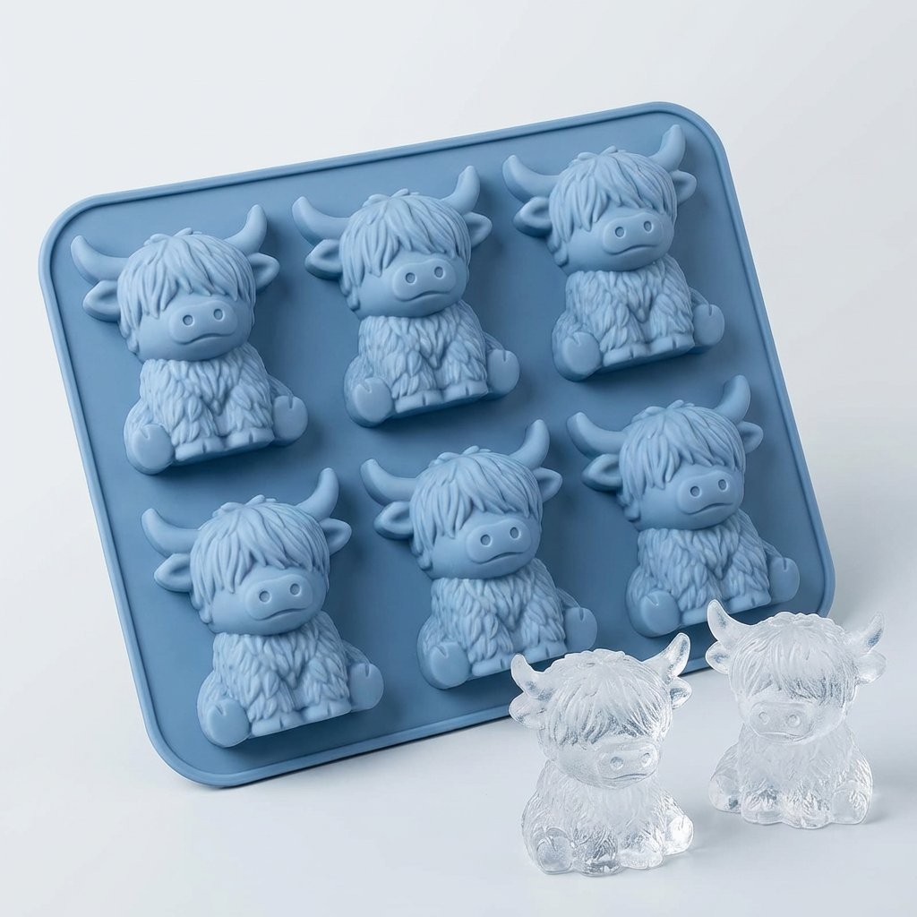🐮 Mini Highland Cow Ice Cube & Dessert Mold 🧊🍪 Cute 3D Ice for Drinks, Parties & Gifts🎁